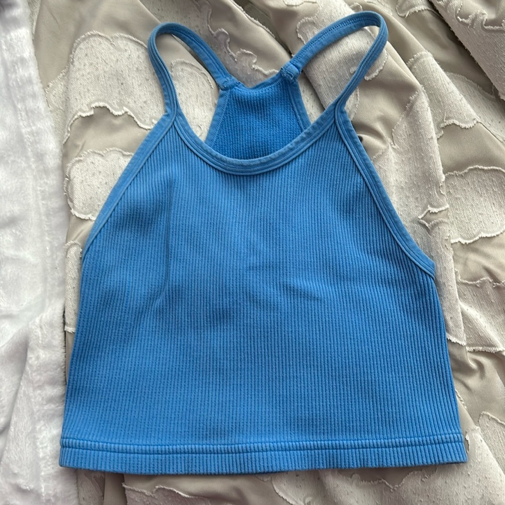 free people blue halter crop top